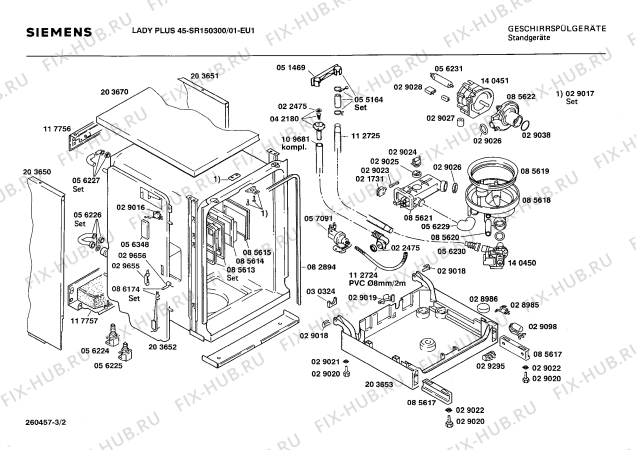 Взрыв-схема посудомоечной машины Siemens SR150300 - Схема узла 02