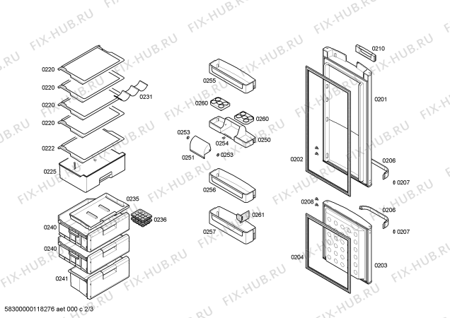 Взрыв-схема холодильника Bosch KGS36X80 - Схема узла 02