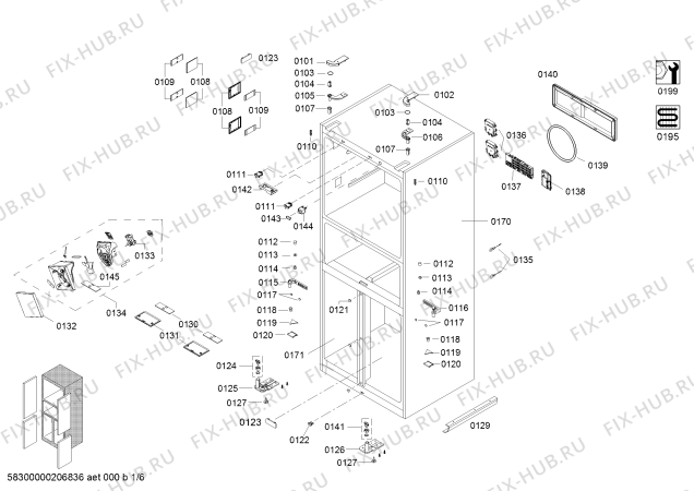 Схема №4 KMF46S50TI, CN FRFC Domestic с изображением Дверь для холодильной камеры Bosch 00717293