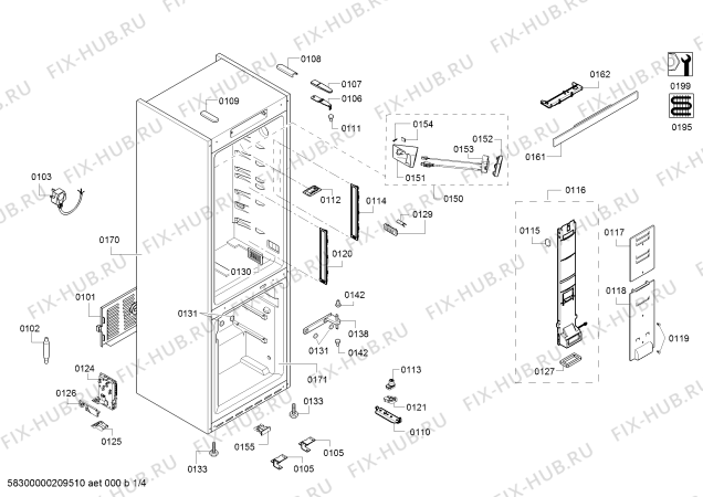 Схема №3 KGN56HI3P Bosch с изображением Модуль управления, запрограммированный для холодильника Bosch 12023543