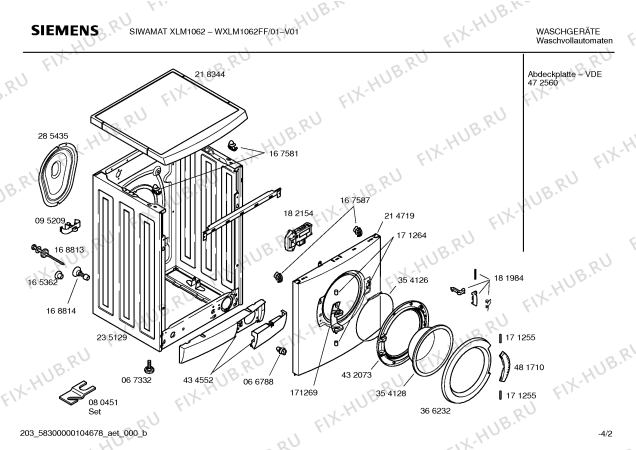 Схема №2 WXLM1062FF Siwamat XLM 1062 с изображением Панель управления для стиралки Siemens 00441152