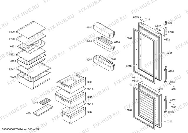 Схема №2 3KF6664X с изображением Дверь для холодильной камеры Bosch 00712589