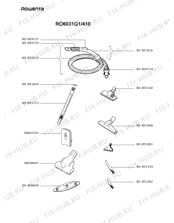 Взрыв-схема пылесоса Rowenta RO6031G1/410 - Схема узла XP002688.9P2