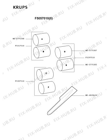 Взрыв-схема блендера (миксера) Krups F5057010(0) - Схема узла 9P000594.9P2