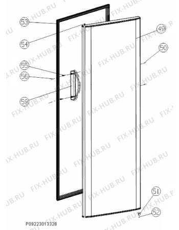 Взрыв-схема холодильника Zanussi ZFU622FWO - Схема узла Door 003