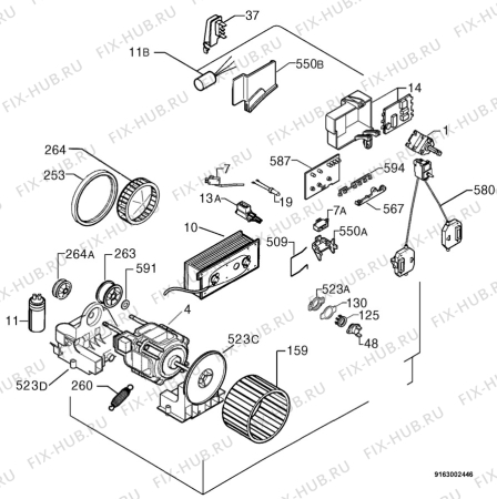 Взрыв-схема комплектующей Zanussi TCS605E - Схема узла Electrical equipment 268