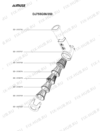 Взрыв-схема мясорубки Imusa DJ755G56/350 - Схема узла UP004373.4P2