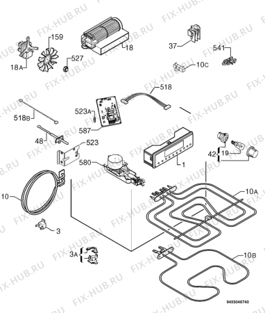 Взрыв-схема плиты (духовки) Zanussi ZYB591XL - Схема узла Electrical equipment 268