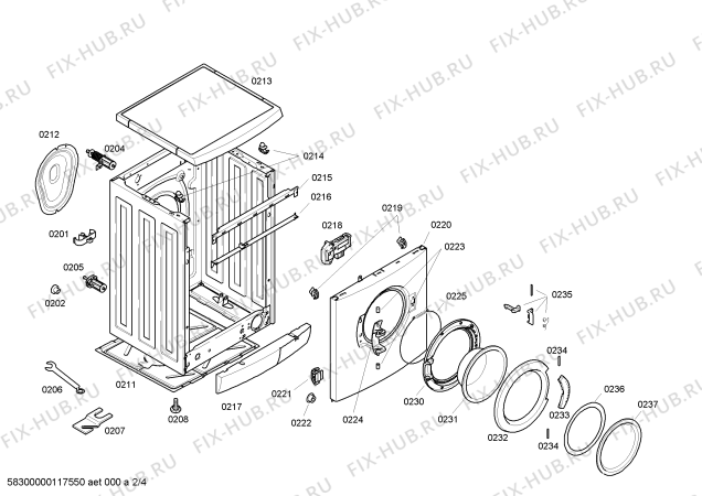 Взрыв-схема стиральной машины Bosch WAE28180SN Bosch Maxx 6 - Схема узла 02