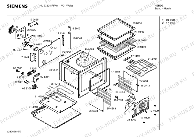 Схема №1 HL53224RF с изображением Инструкция по эксплуатации для плиты (духовки) Siemens 00528407
