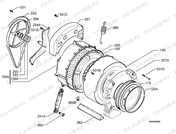 Взрыв-схема стиральной машины Electrolux EWD1409I - Схема узла Functional parts 267