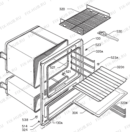 Взрыв-схема плиты (духовки) Zanussi ZDA45W - Схема узла Housing 001