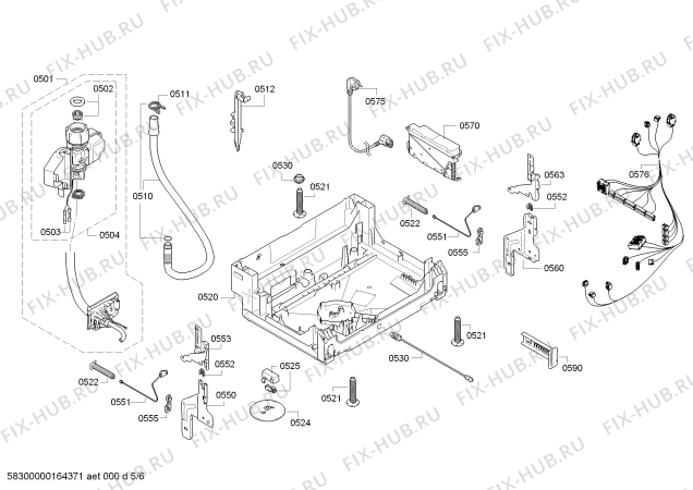 Взрыв-схема посудомоечной машины Bosch SMI50D36EU AquaStop - Схема узла 05