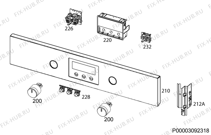 Взрыв-схема плиты (духовки) Ikea MIRAKULOS 10352638 - Схема узла Command panel 037