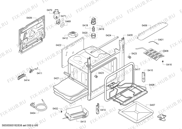 Взрыв-схема плиты (духовки) Bosch HGA323120R - Схема узла 04