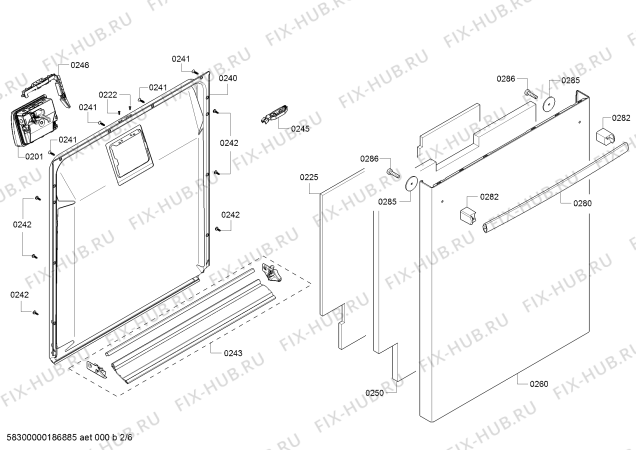 Взрыв-схема посудомоечной машины Bosch SHX5AV55UC SilencePlus 46dBA - Схема узла 02