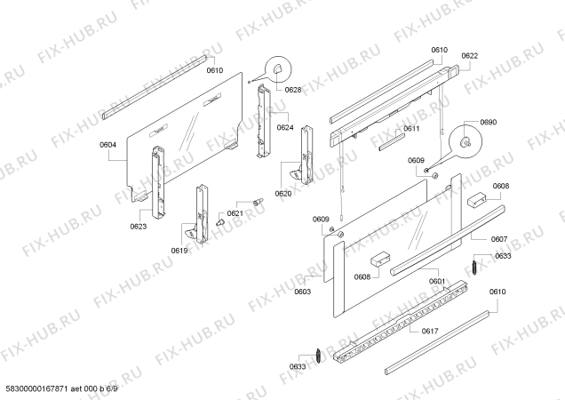 Схема №3 U16E74N5GB Neff с изображением Шина для духового шкафа Bosch 00743019