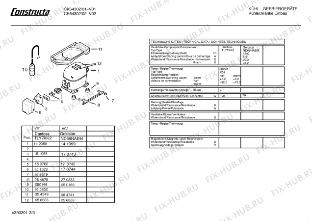 Взрыв-схема холодильника Constructa CK64302 - Схема узла 03