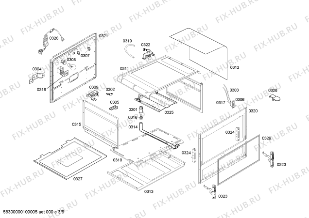 Взрыв-схема плиты (духовки) Bosch HSK47P31E9 LBF3 II SILVER PISO CKD (LC-10) - Схема узла 03