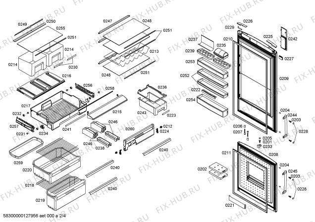 Схема №3 KGN49P71 с изображением Дверь для холодильника Bosch 00246092