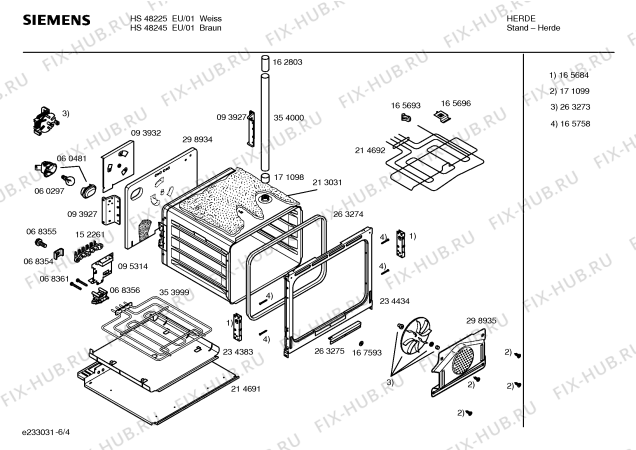 Взрыв-схема плиты (духовки) Siemens HS48245EU - Схема узла 04