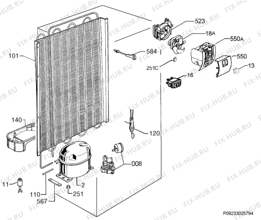 Взрыв-схема холодильника Electrolux ERA34372X - Схема узла Cooling system 017