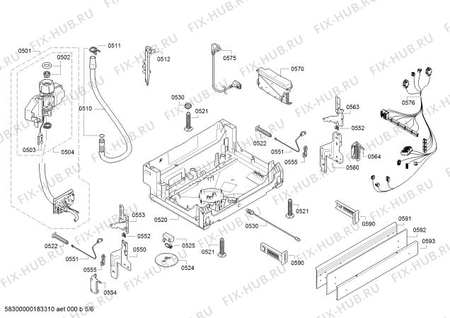 Взрыв-схема посудомоечной машины Bosch SMU50D22SK AquaStop - Схема узла 05