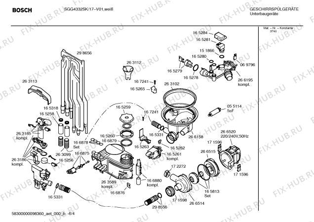 Взрыв-схема посудомоечной машины Bosch SGG4332SK - Схема узла 04
