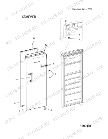 Схема №2 UPS1702TFEX (F070985) с изображением Дверца для холодильника Indesit C00283419