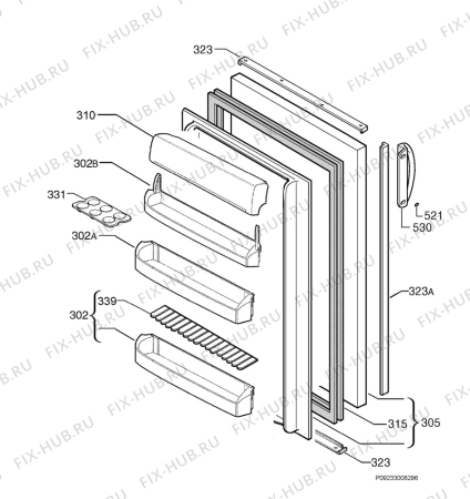 Взрыв-схема холодильника Juno Electrolux JKU2438 - Схема узла Door 003