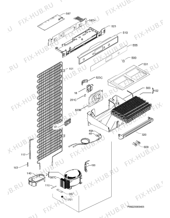 Взрыв-схема холодильника Arthurmartinelux AUF2320 - Схема узла Cooling system 017