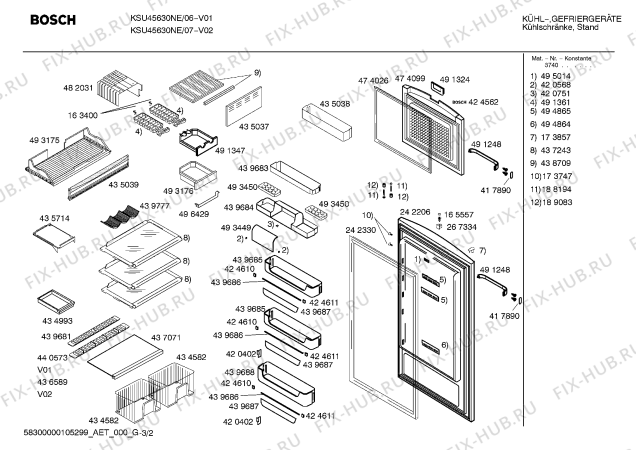 Схема №2 KSU45630NE с изображением Индикатор для холодильника Bosch 00164327