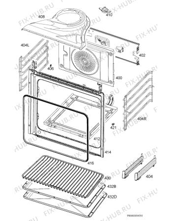 Взрыв-схема плиты (духовки) Electrolux EOB6850AOX - Схема узла Oven