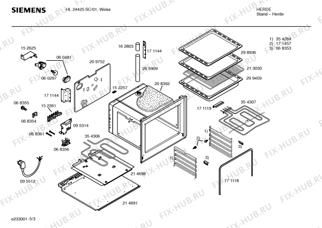 Взрыв-схема плиты (духовки) Siemens HL24425SC - Схема узла 03