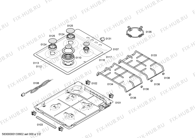 Схема №1 PCH615CAU Bosch с изображением Газовый кран для духового шкафа Bosch 00601529