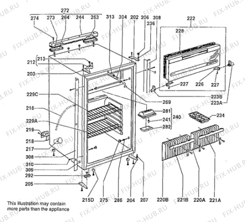 Взрыв-схема холодильника Electrolux RM4263 - Схема узла Cabinet + armatures