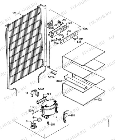 Взрыв-схема холодильника Electrolux EU1222P - Схема узла Functional parts