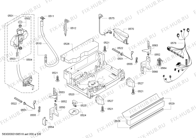 Взрыв-схема посудомоечной машины Bosch SMS85M62DE Exclusiv, Made in Germany - Схема узла 05