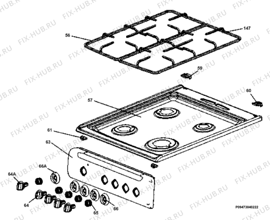 Взрыв-схема плиты (духовки) Electrolux EKG500100W - Схема узла Section 4