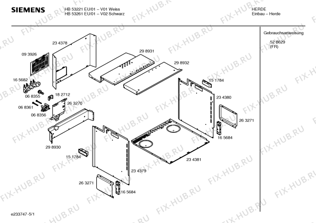 Схема №3 HB53261EU с изображением Панель управления для плиты (духовки) Siemens 00363247