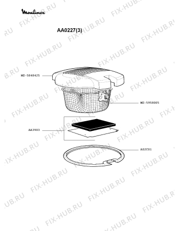 Взрыв-схема тостера (фритюрницы) Moulinex AA0227(3) - Схема узла 4P002495.2P2