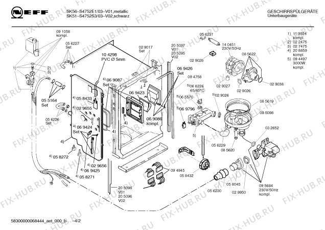 Схема №4 S4752E1 Sk56 с изображением Переключатель для электропосудомоечной машины Bosch 00058115