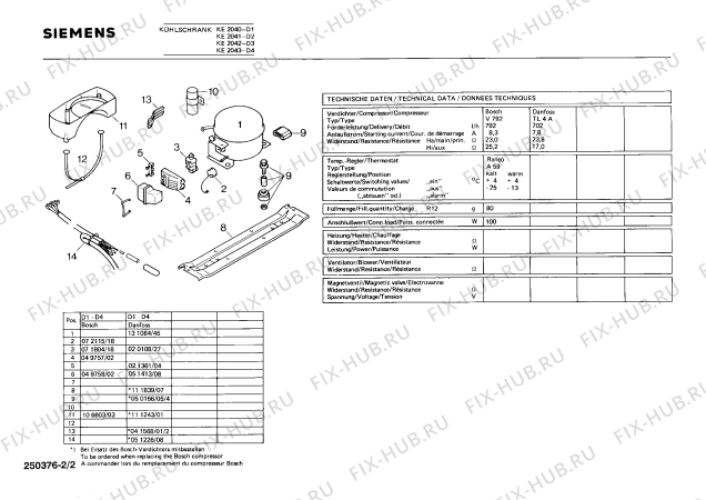 Взрыв-схема холодильника Siemens KE2042 - Схема узла 02