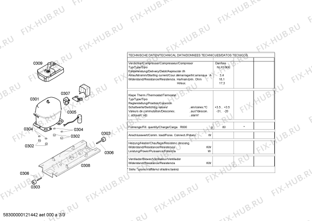 Взрыв-схема холодильника Bosch KGV33V40 - Схема узла 03