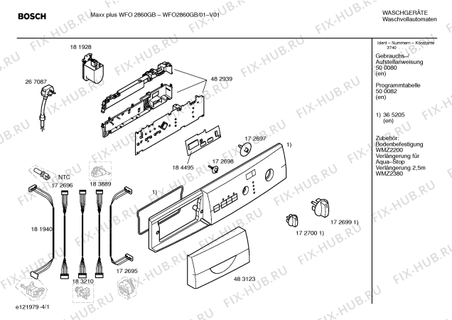 Схема №3 WFO2860GB Maxx plus WFO2860 с изображением Панель управления для стиральной машины Bosch 00365205