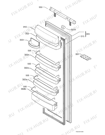 Взрыв-схема холодильника Juno Electrolux JKI9088 - Схема узла Door 003