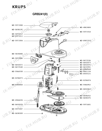 Взрыв-схема кухонного комбайна Krups GRB241(0) - Схема узла OP000610.8P3