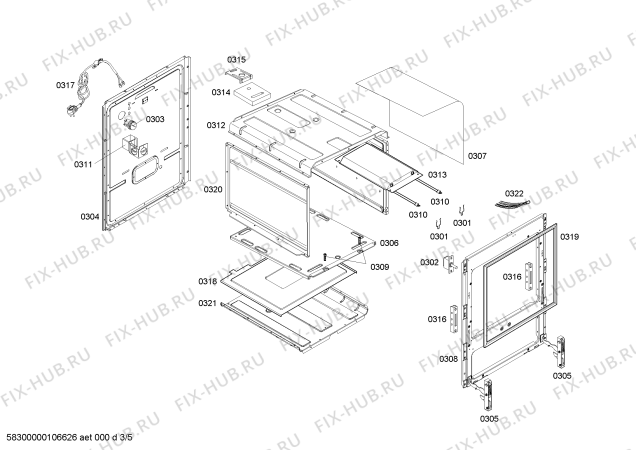 Схема №3 HSF65K30N9 FLAT LINE 2 WHITE FS (CKD) с изображением Кабель для духового шкафа Bosch 00426042