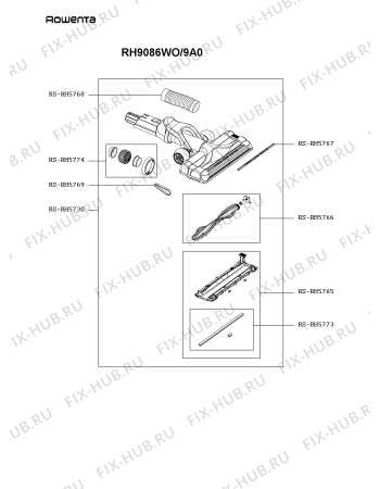 Взрыв-схема пылесоса Rowenta RH9086WO/9A0 - Схема узла ZP005309.9P3
