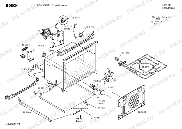 Схема №4 HSN572DEU с изображением Инструкция по эксплуатации для плиты (духовки) Bosch 00580907